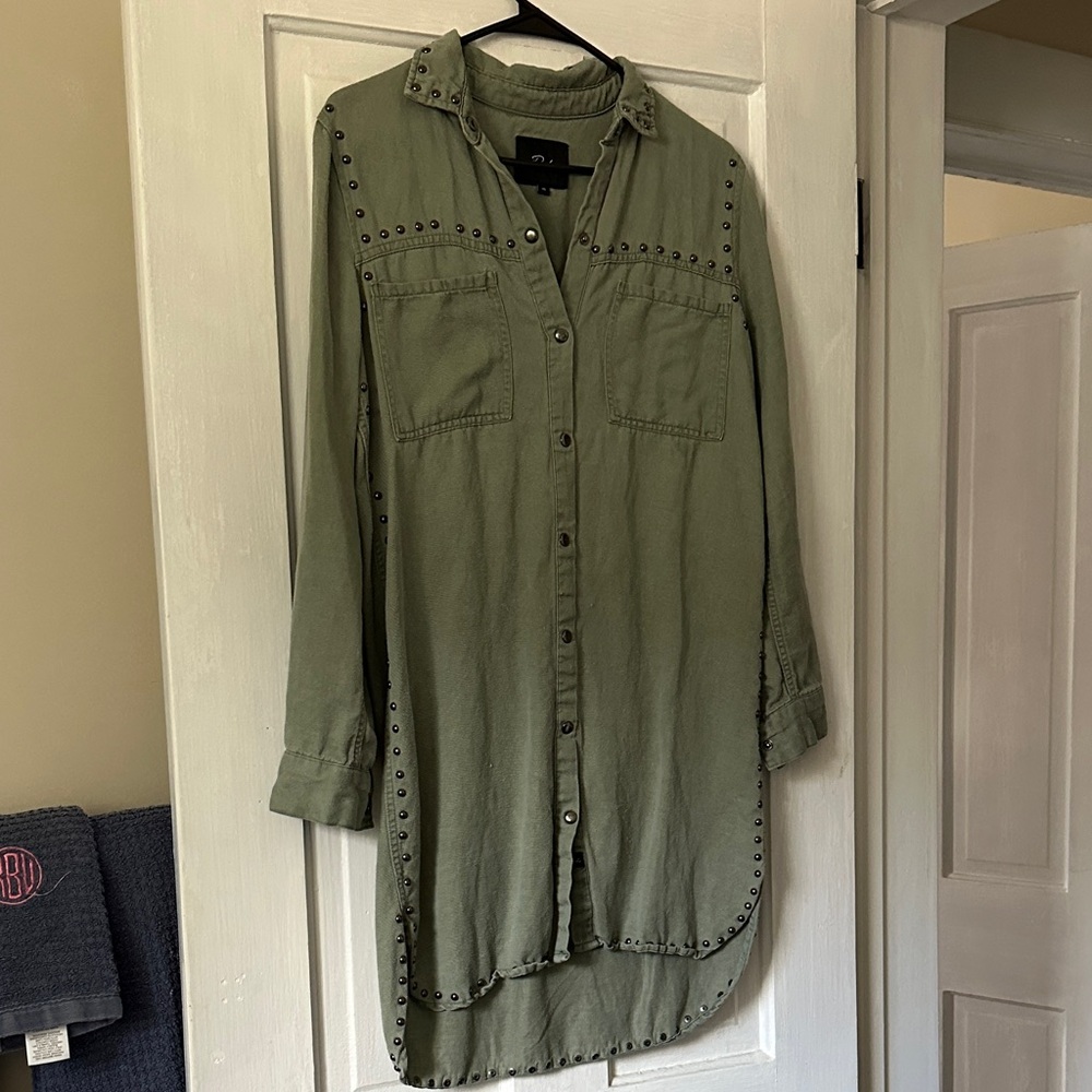 Rails Olive Green Studded Shirt Dress